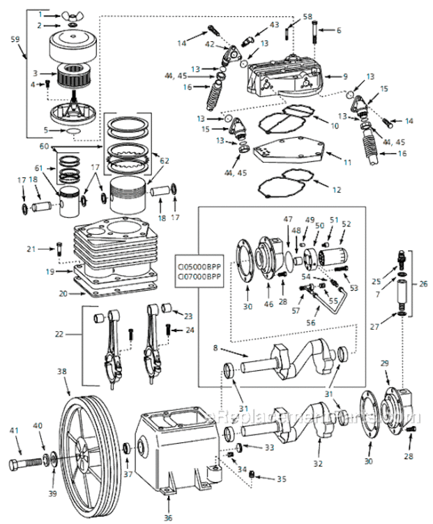 Page A Diagram and Parts List for CI05000BPP 2003 Campbell Hausfeld Compressor